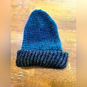 Blue and Black Knit Beanie